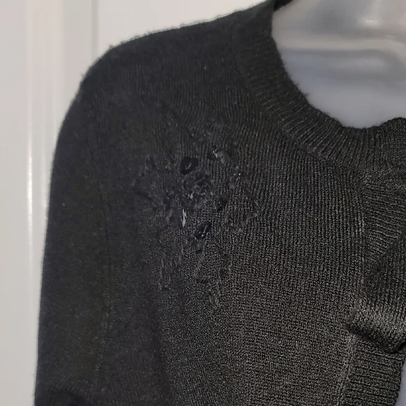 Bogari Black Women's Crop Style Tie Front Cardigan Sz: L - Picture 3 of 5